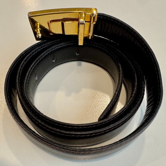 Vintage GUCCI GG Brass Buckle Made in Italy, w/free reversible leather strap